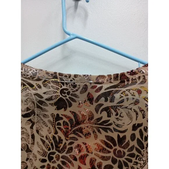 VTG Y2K Carrie Allen Top Womens Small Floral Burnout Velvet Embellished Grunge - Picture 7 of 11